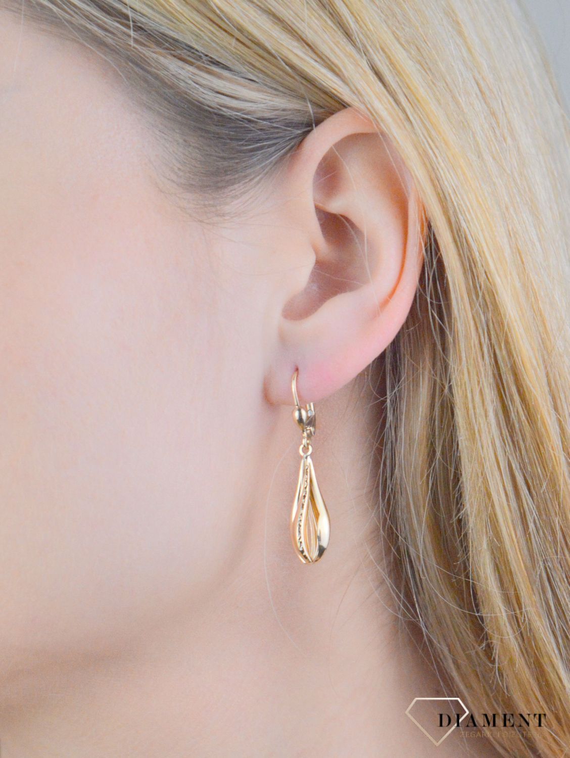 Kolczyki złote łezki wiszące próba 375, KL 7099 375.jpg